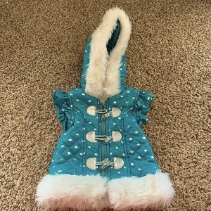 Little Lass 18 month puffy vest and long sleeve shirt , teal and silver